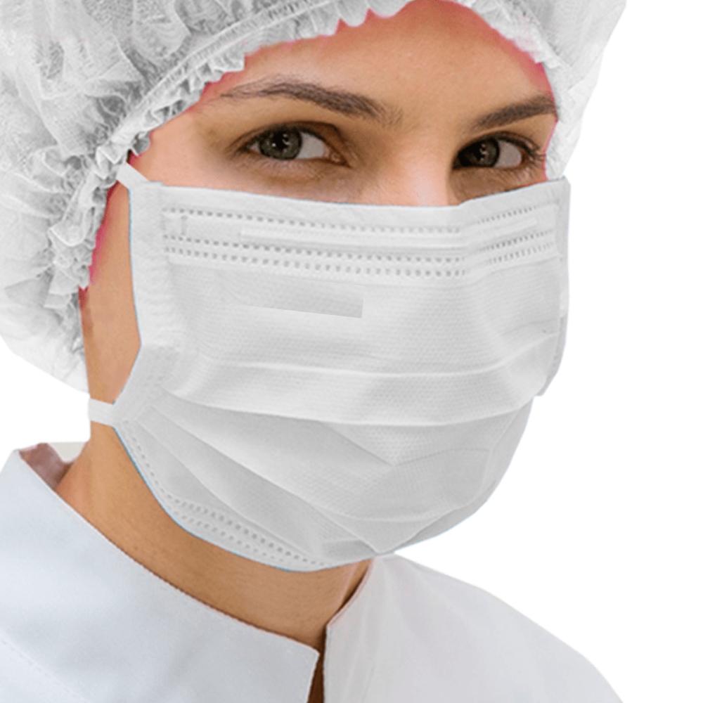 Máscara Tripla descartável em TNT Branca com 50 Medix