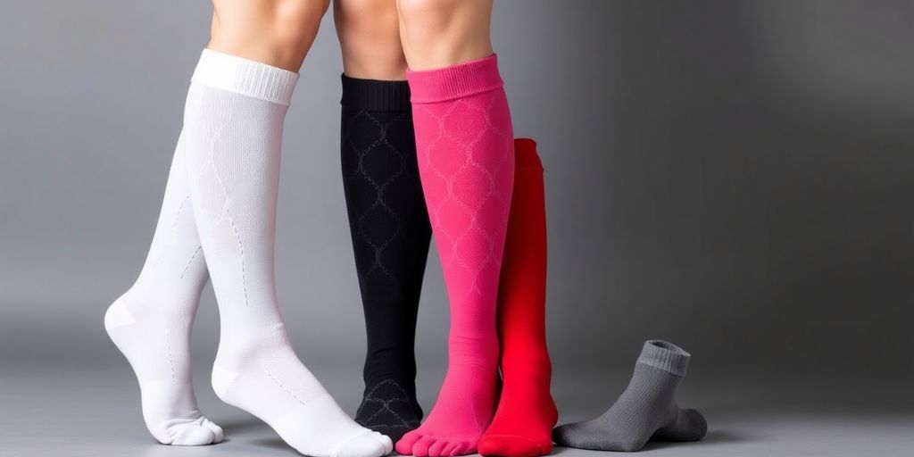 Meias 3/4 para varizes em fotografia real.