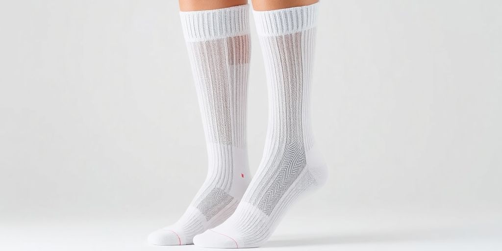 Meias 3/4 em destaque, mostrando textura e design.