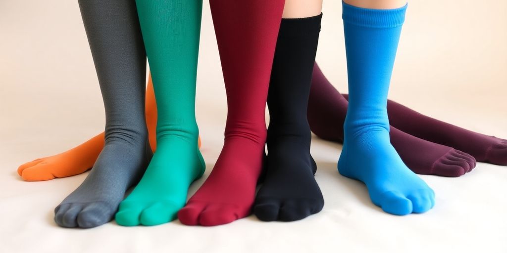 Meias de compressão para varizes em várias cores.
